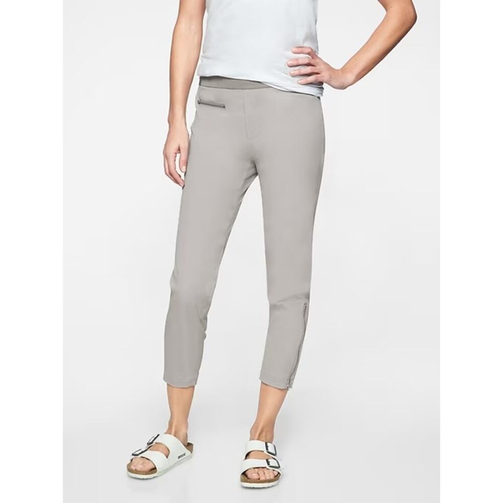 Athleta Mod Trekkie Crop Ankle Zip Hiking Outdoor Pull-On Pants Silver Grey 0